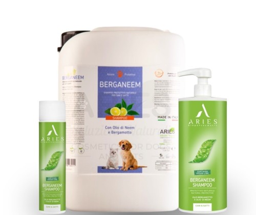 Aries - Berganeem Shampoo Natural Protective  - szampon wspomagający odstraszanie owadów z bergamotką, olejem neem i tea tree
