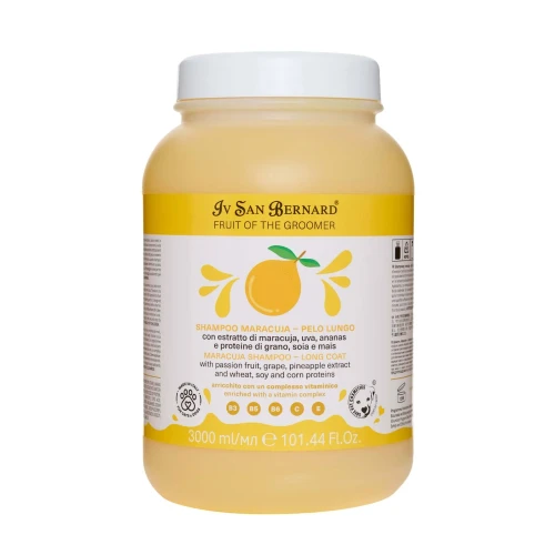Iv San Bernard - Fruit of the Groomer, Maracuja Shampoo - odżywczy szampon proteinowy z marakują dla długiej sierści, 3l