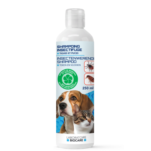 BioCare - Insectifuge Shampooing - szampon odstraszający pchły i kleszcze dla psów i kotów, 250 ml