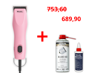 Wahl - KM2+ - profesjonalna maszynka dwubiegowa z silnikiem bezszczotkowym i ostrzem nr 10 - 1,5 mm, kolor różowy + Blade Ice Spray + Clipper Oil GRATIS