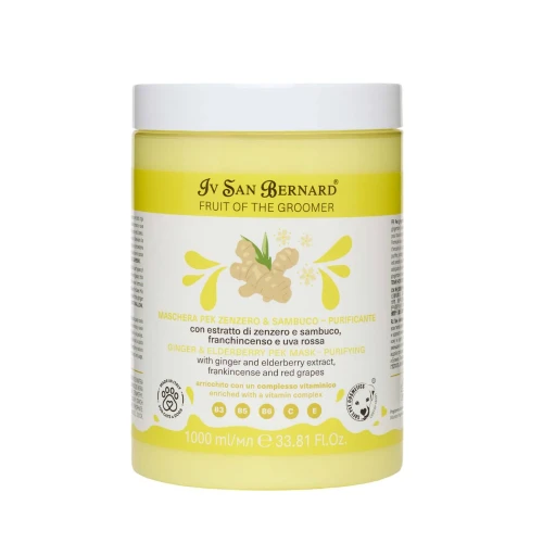 Iv San Bernard - Fruit of the Groomer, Ginger and Elderberry Mask - maska oczyszczająco-kondycjonująca z imbirem i czarnym bzem, 1l