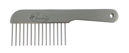 ProPet - solidny aluminiowy grzebień z rączką, dł. igieł 4 cm, rozstaw 5 mm