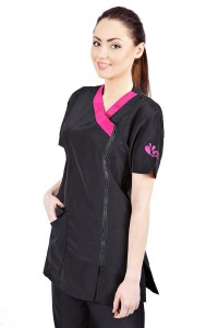 Groom Professional - Rimini - bluza groomerska z wykończeniem w kolorze różowym, rozmiar S