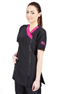 Groom Professional - Rimini - bluza groomerska z wykończeniem w kolorze różowym, rozmiar L