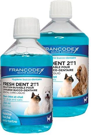 Francodex - Fresh Dent 2w1 - roztwór do higieny jamy ustnej dla psów i kotów, 250 ml