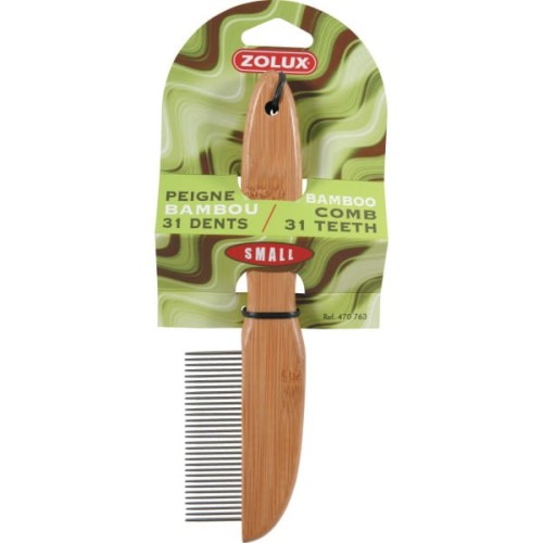 Zolux - Bamboo - grzebień drewniany z obrotowymi zębami, 31 zębów, mały