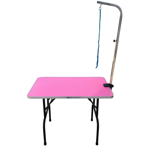 4Paws - stół trymerski z jednostronnym wysięgnikiem w komplecie, różowy blat 95x55 cm