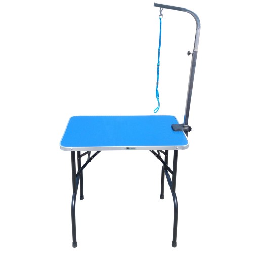 4Paws - stół trymerski z jednostronnym wysięgnikiem w komplecie, niebieski blat 75x45 cm