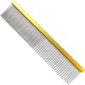 4Paws - grzebień z aluminiowym uchwytem, dł. igieł 3,2 cm, rozstaw zębów pół na pół, dł. całkowita 19 cm