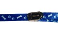 Trim - smycz groomerska nylonowa - niebieska z nadrukiem w łapki i kostki, szer. 10 mm, dł. 58 cm
