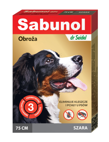 dr Seidel - Sabunol - obroża przeciw kleszczom i pchłom dla psa, szara 75 cm