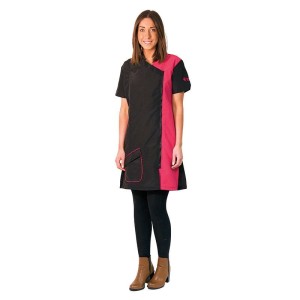 Groom Professional - Verona Long Tunic - bluza groomerska, tunika czarna z wykończeniem różowym